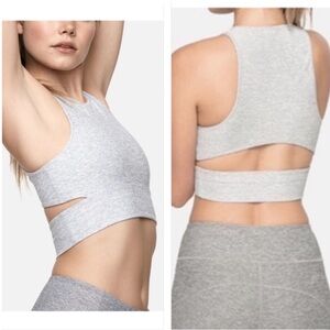 Outdoor Voices Medium Gray Slashback Cropped Tank Top Sports Bra